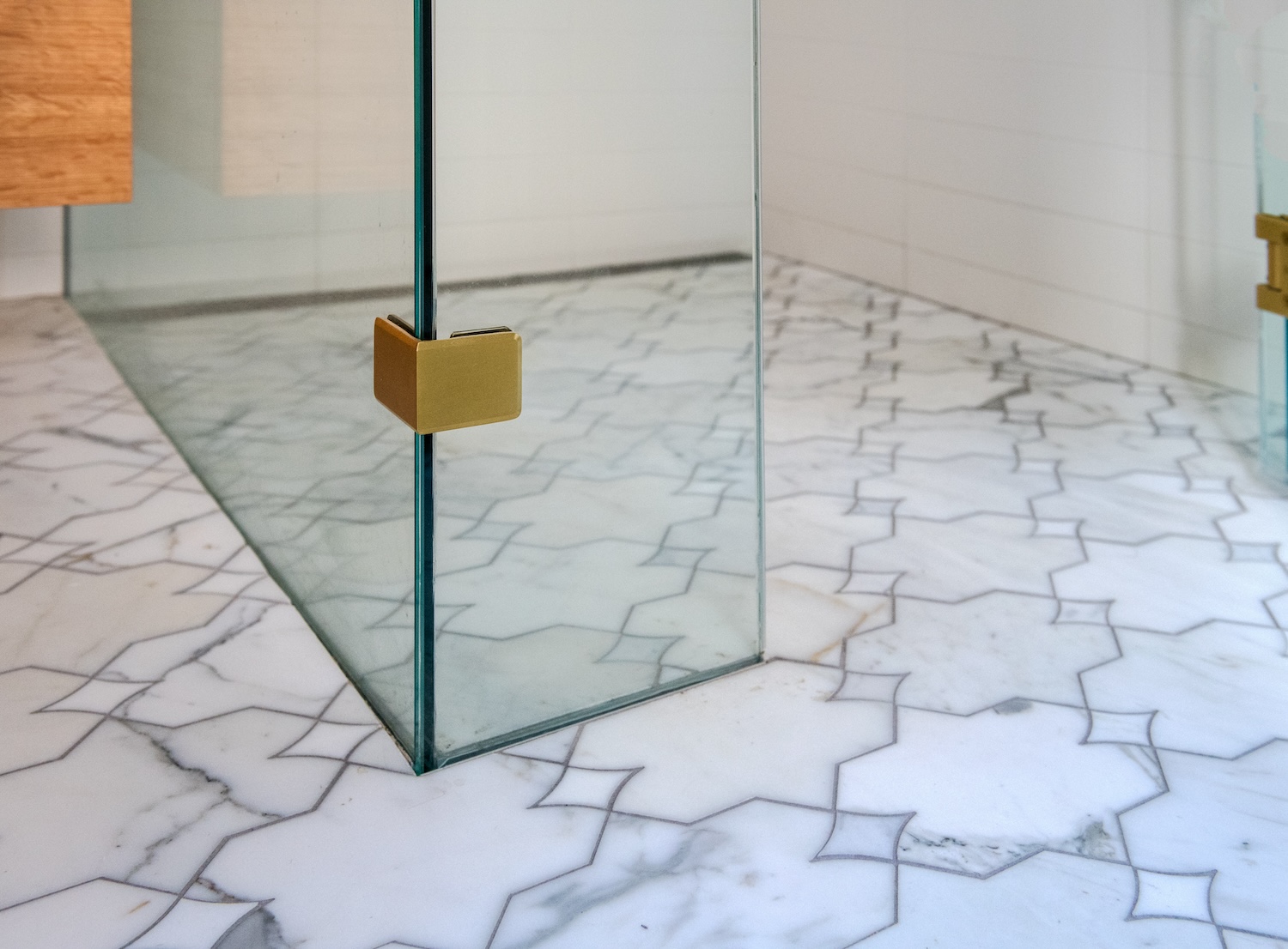 Shower Tile Floor Detail Glass Wall