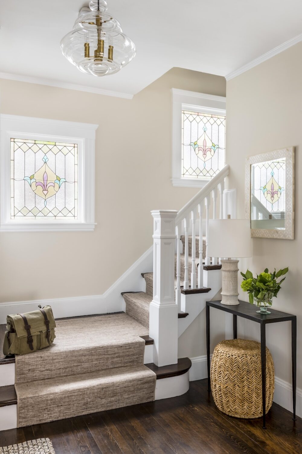 Staircase Design Stained Glass Windows