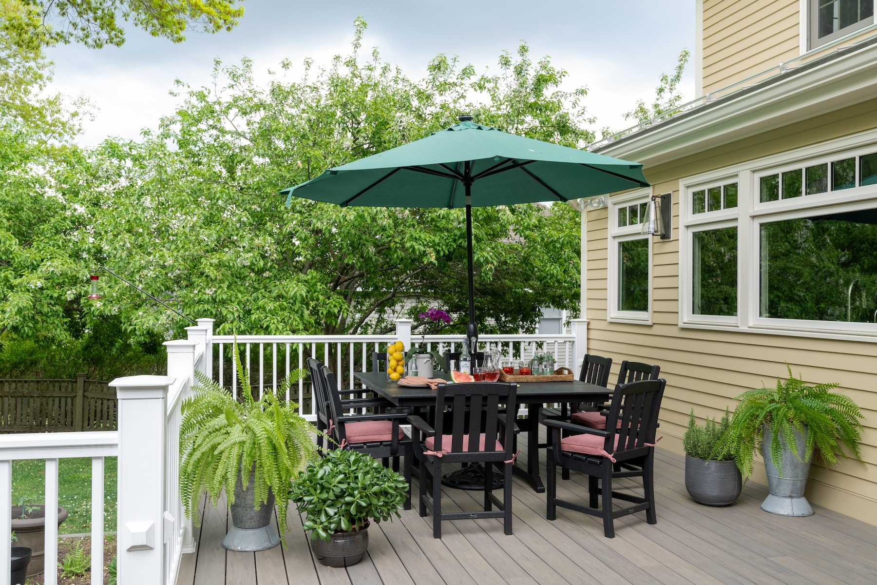 Desk With Table And Green Umbrella