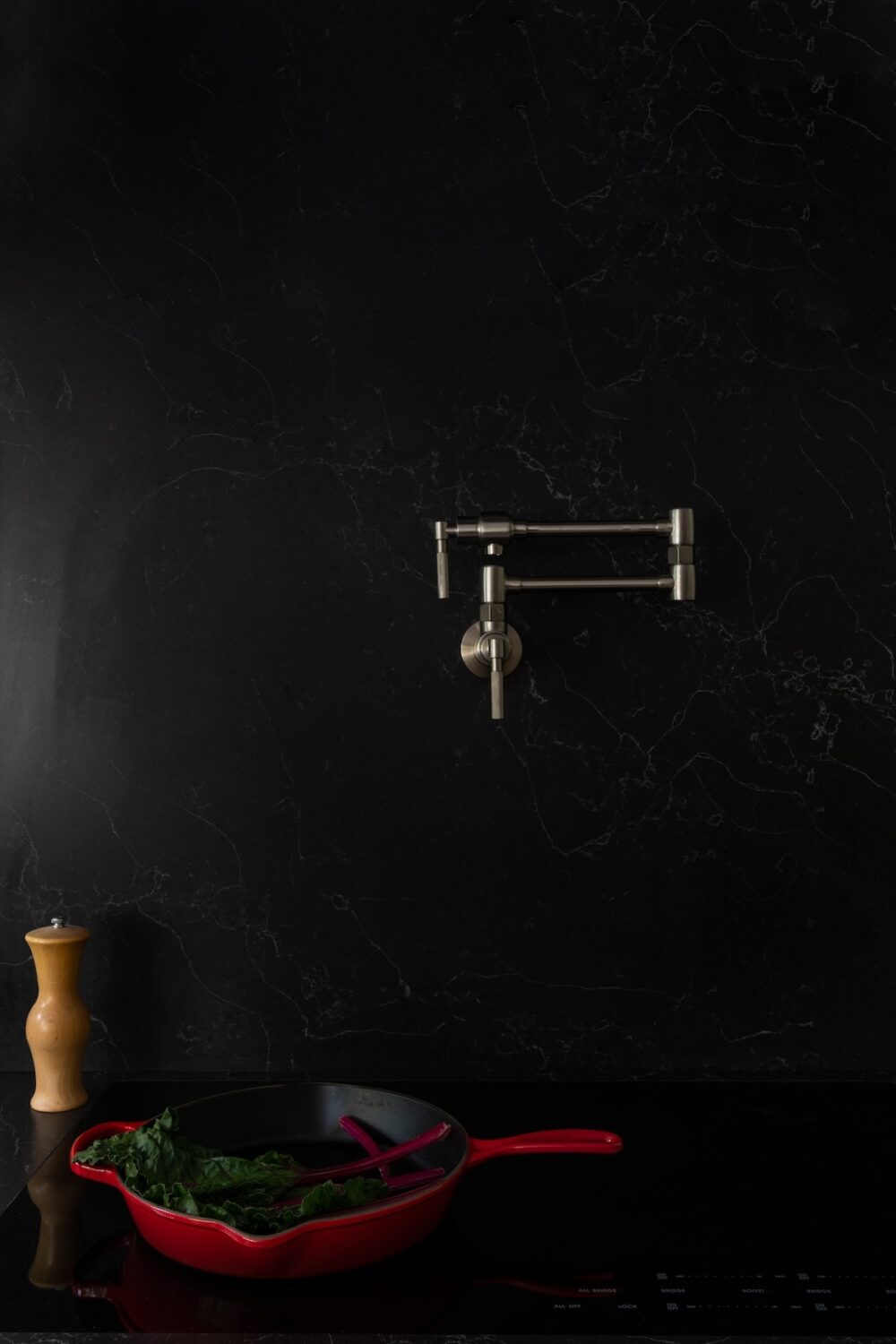 Pot Sink On Dark Black Tile